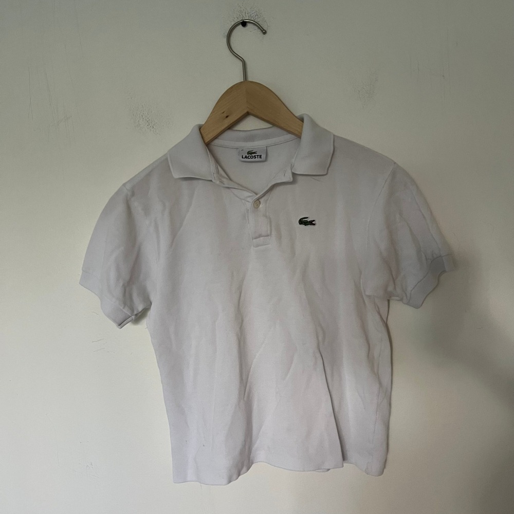 Lacoste Kids White Pique Short Sleeve Polo Shirt Size 12 Crocodile Logo